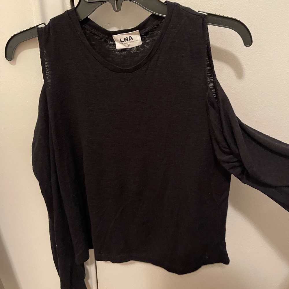 LNA Long Sleeve Cold Shoulder Top